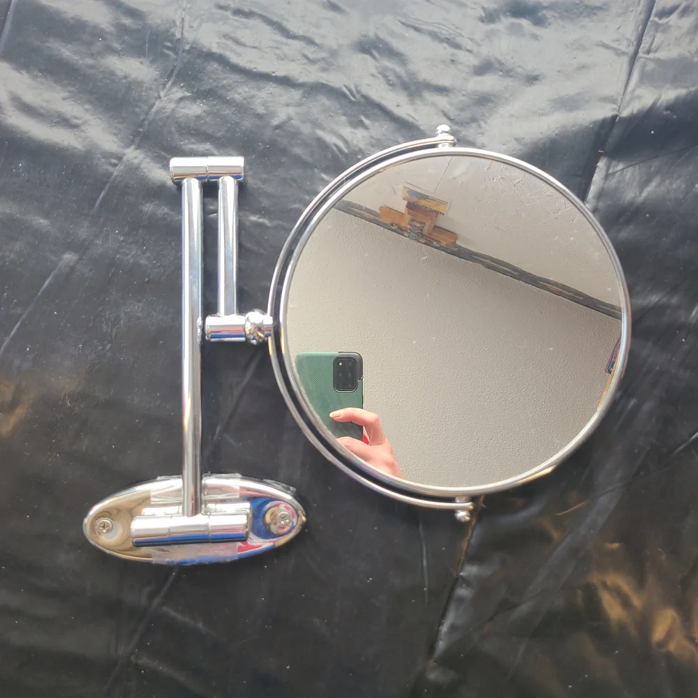 Round Silver Wall Mounted Makeup Mirror 8